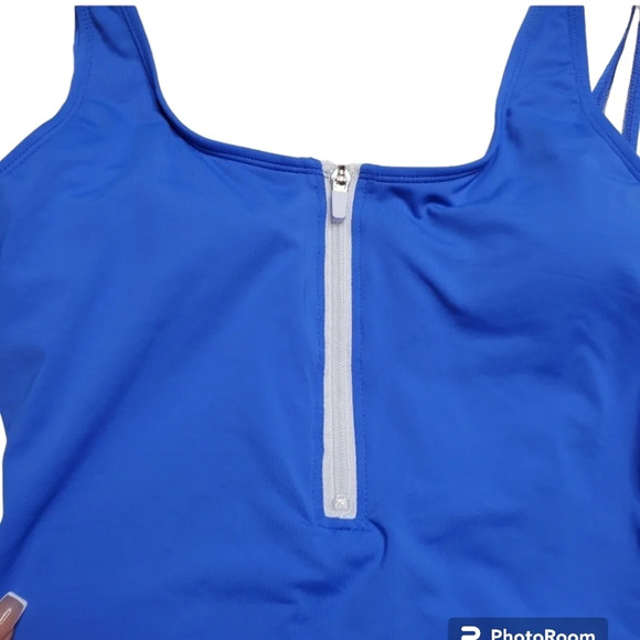 OceanGear Blue Front Zipper One Piece Swimsuit - Picture 4 of 5